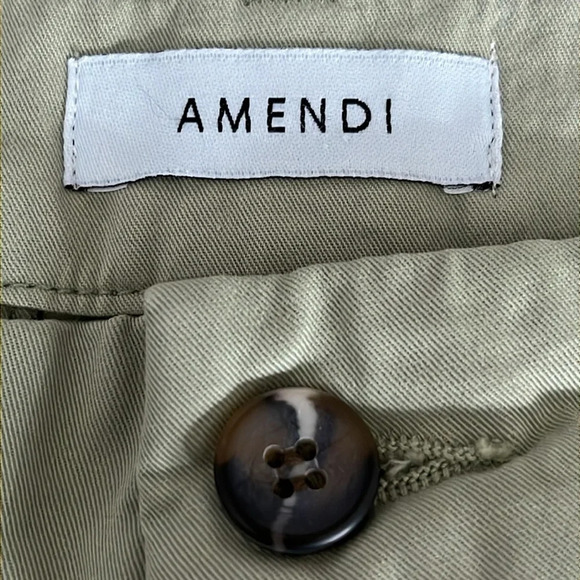 Amendi Gunnar in Green Organic Cotton Pleat Front Button Fly Pants - NEW Size 34 - Picture 4 of 12